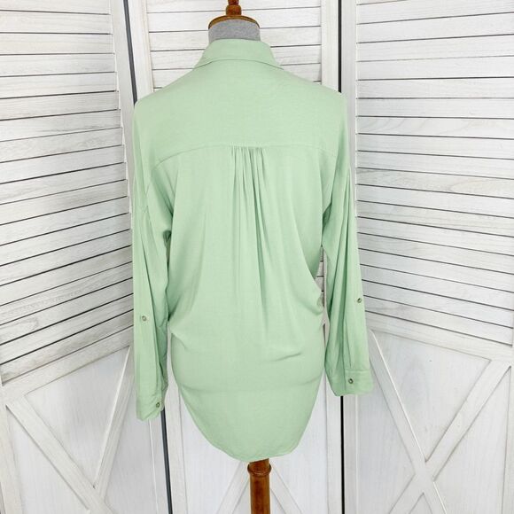 Maeve By Anthropologie Tie Front Button Down Blouse Shirt Mint Green Small - Picture 6 of 14
